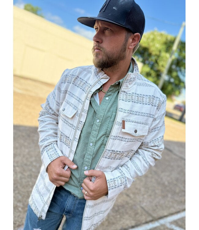 Cinch Men’s Knit Shirt Jacket Cream- MWJ1962001