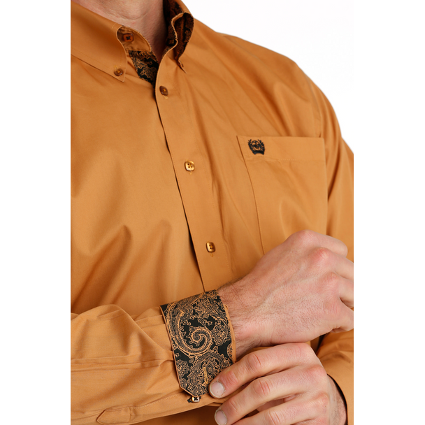 Mens Cinch Light Brown Long Sleeve Button Up