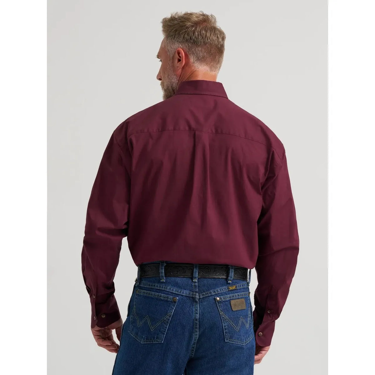 Wrangler Men's, George Straight, Long Sleeve, Burgundy 112385371