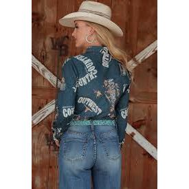 Cruel Denim Women's Long Sleeve Country Print Western Shirt