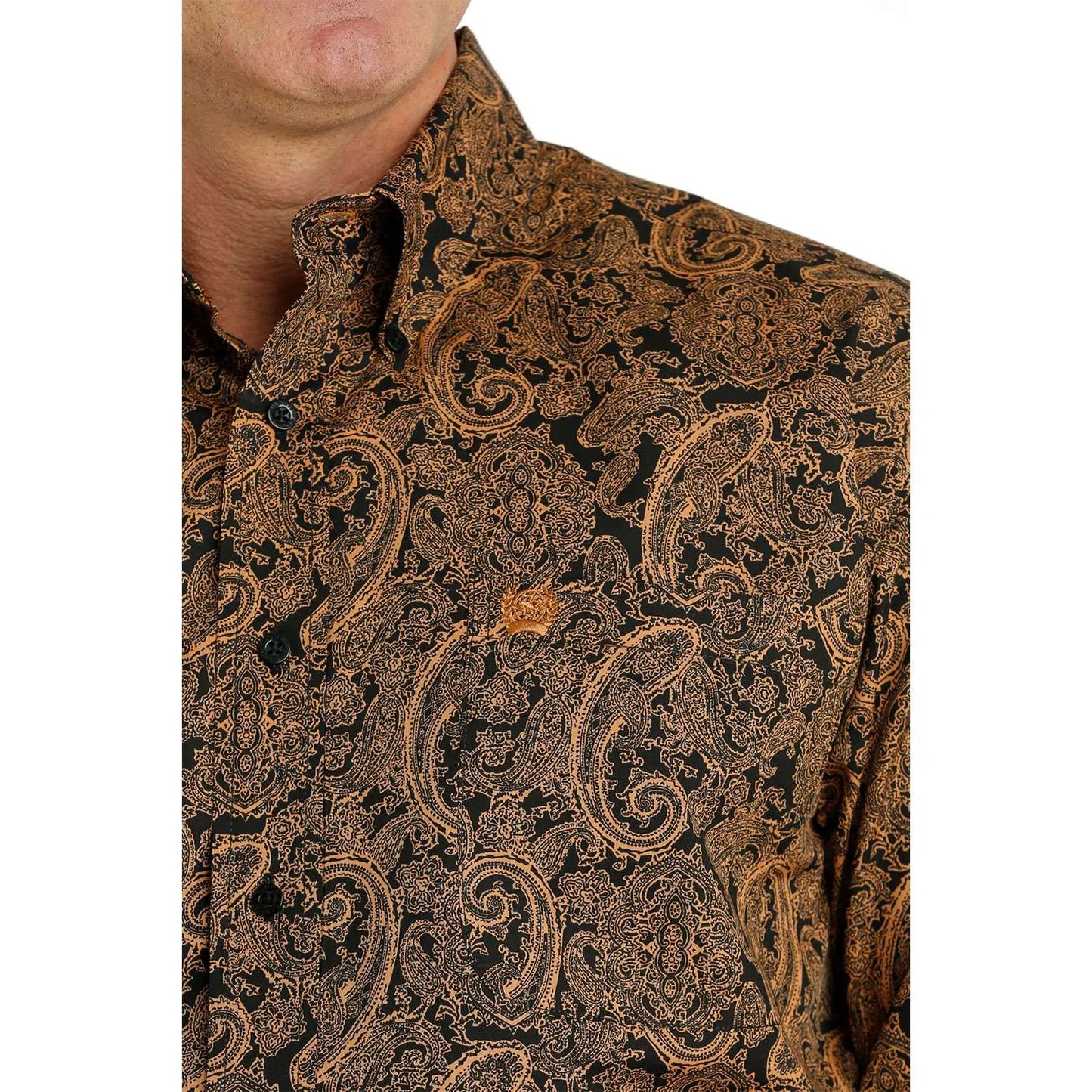 Mens Cinch Black/Khaki Paisley Long Sleeve Button Up