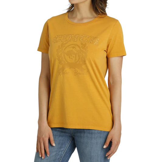 Cinch Women's Yellow Short Sleeve Graphic Shirt