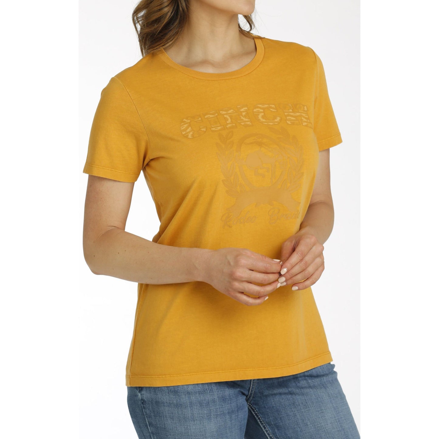 Cinch Women's Yellow Short Sleeve Graphic Shirt