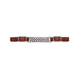 HARNESS LEATHER 4-1/4" DOUBLE FLAT LINK CHAIN CURB STRAP