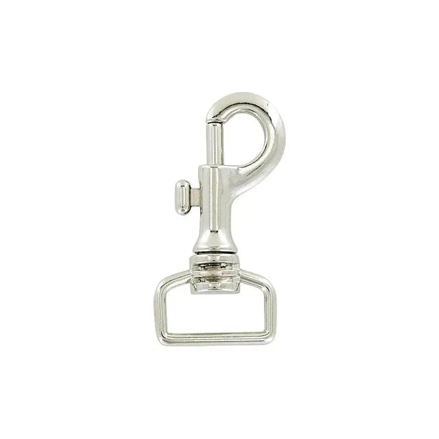 1" Shiny Nickel, Bolt Swivel Snap Hook, Zinc Alloy