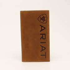 ARIAT MEN'S RODEO VERTICAL LARGE DEBOSSED WALLET - MEDIUM BROWN