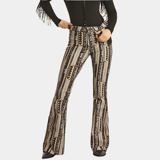 Rock & Roll Ladies Jean REVERSIBLE AZTEC PRINT FLARE BW6PD02928