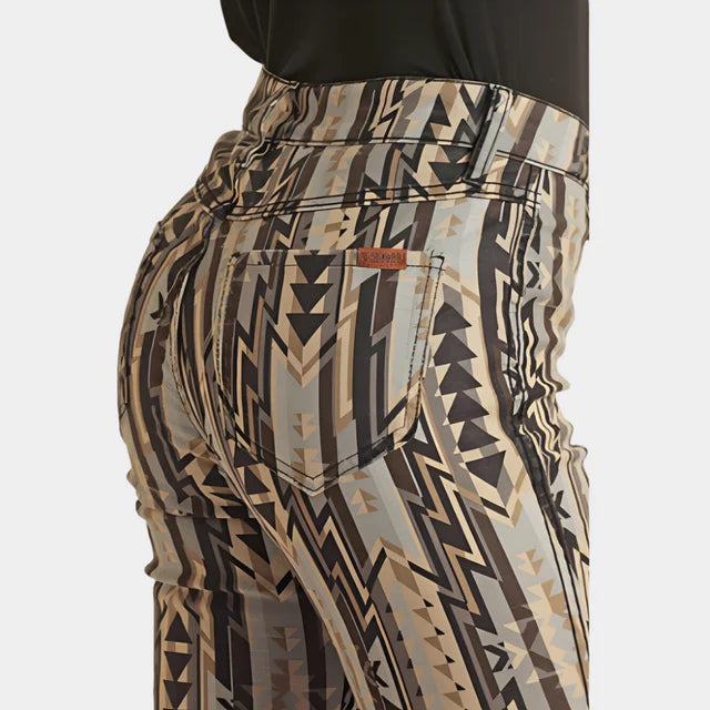 Rock & Roll Ladies Jean REVERSIBLE AZTEC PRINT FLARE BW6PD02928