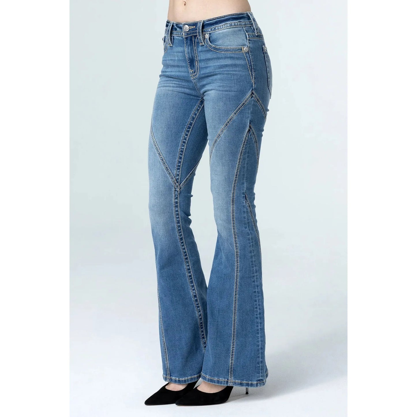 Miss Me Contour Stitch Slim Flare Jeans