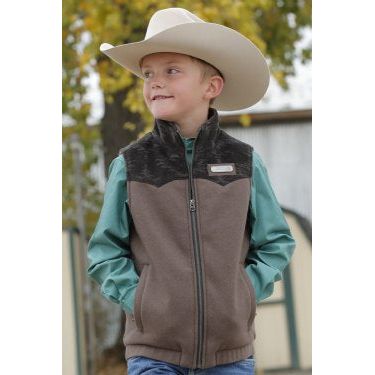 BOY'S MATCH DAD WESTERN VEST - BROWN #MWV5050004