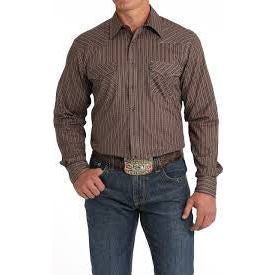 Cinch Men's Brown Geo Print Modern Fit Snap Long Sleeve Western Shirt #MTW1303080