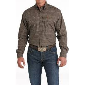 CINCH MEN'S GEOMETRIC PRINT WESTERN SHIRT BROWN #MTW1105825