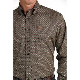 CINCH MEN'S GEOMETRIC PRINT WESTERN SHIRT BROWN #MTW1105825