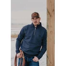 BAREDOWN BRAND Heather Navy Men’s Small Logo 1/4 Zip Pullover