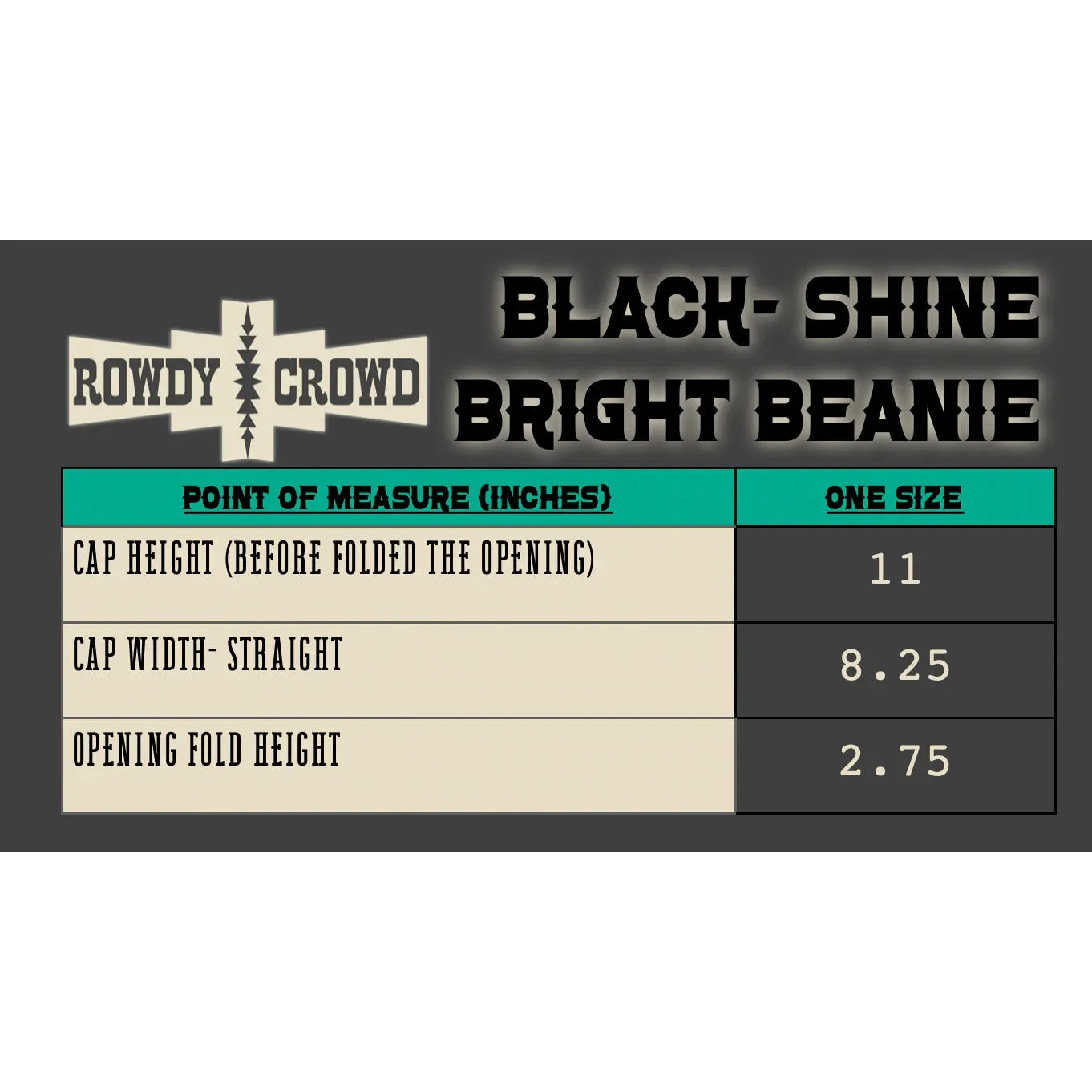 Rowdy Crowd BLACK- Shine Bright Beanie