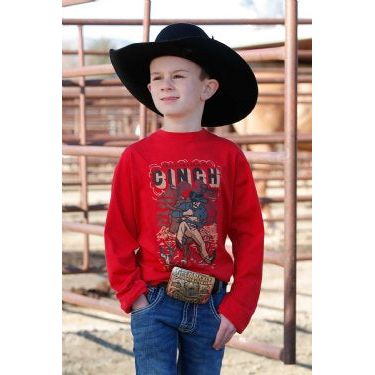 BOY'S STEER WRESTLING TEE - RED #MTK7630019