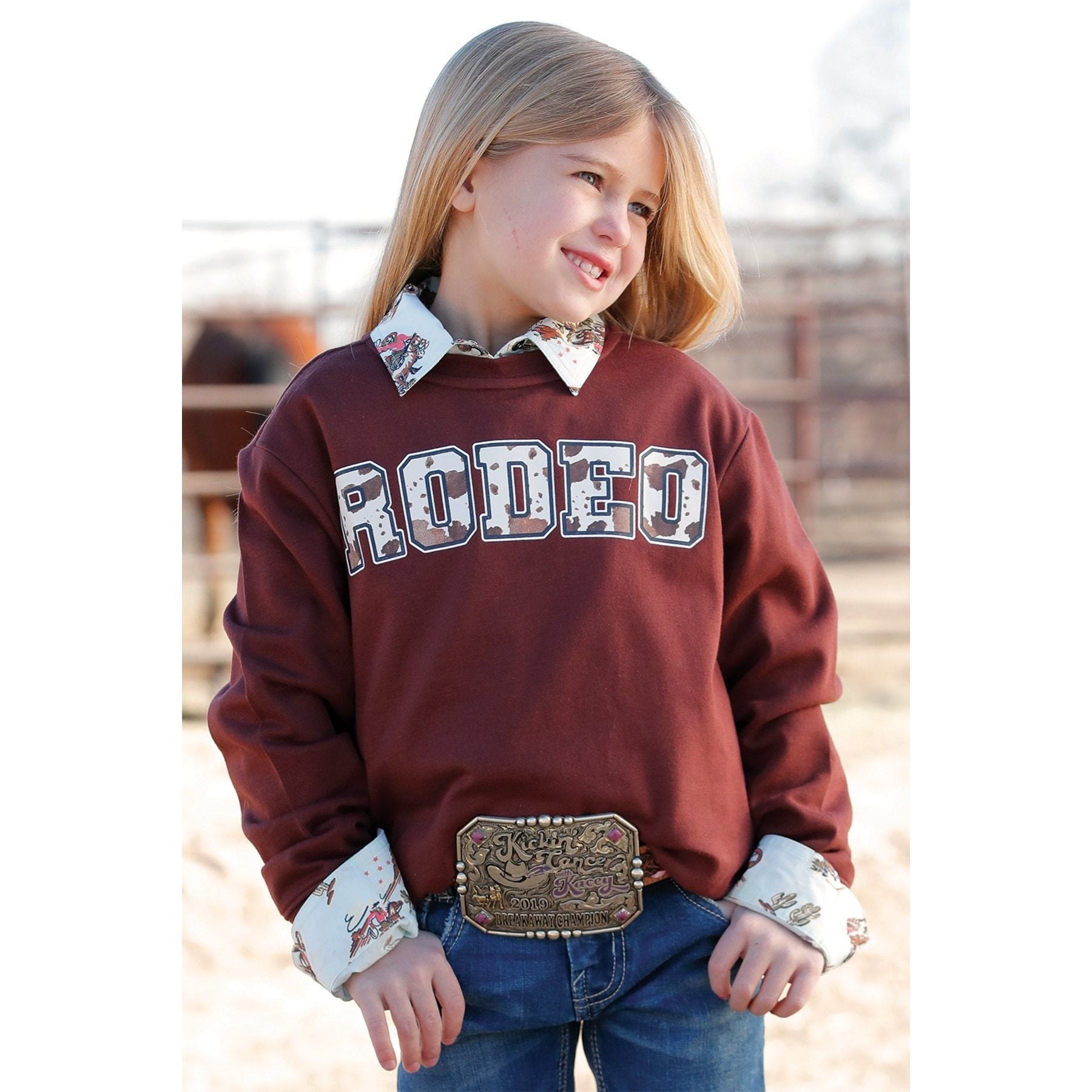 GIRL'S RODEO SWEATSHIRT - BURGUNDY #CWK8002001