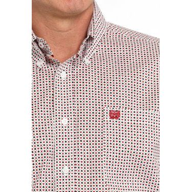 MEN'S CARD GAME PRINT BUTTON-DOWN WESTERN SHIRT - WHITE #MTW1105839