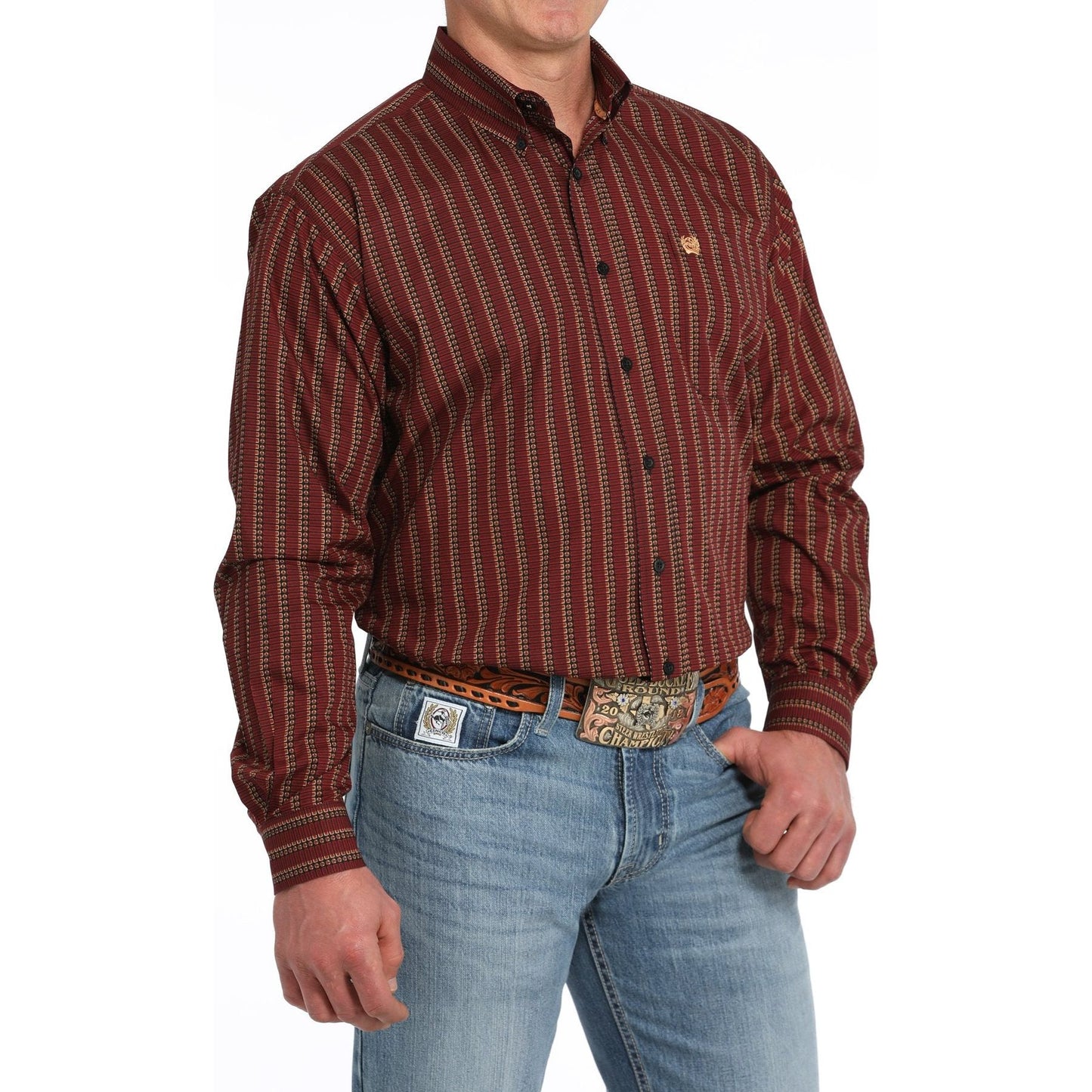 MEN'S SHOTGUN SHELL PRINT BUTTON-DOWN WESTERN SHIRT - RED #MTW1105842