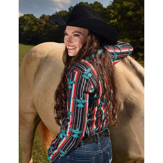 Cowgirl Tuff Pullover Button-Up (Serape Thunderbird Mid-Weight Stretch Jersey)