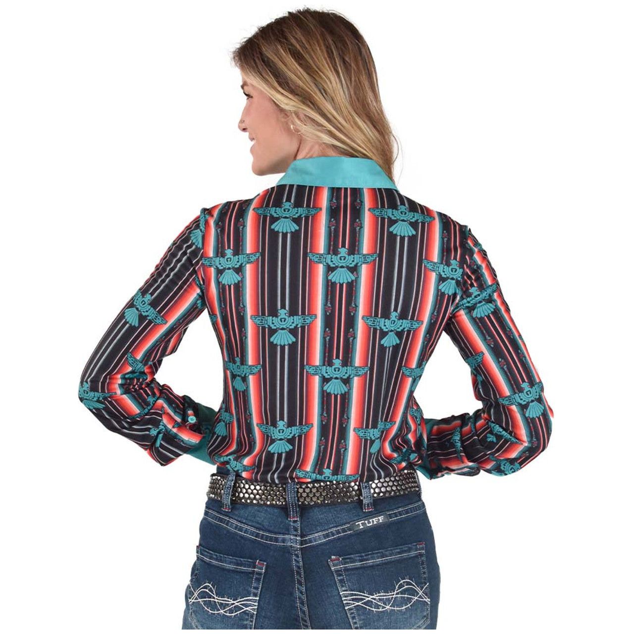 Cowgirl Tuff Pullover Button-Up (Serape Thunderbird Mid-Weight Stretch Jersey)