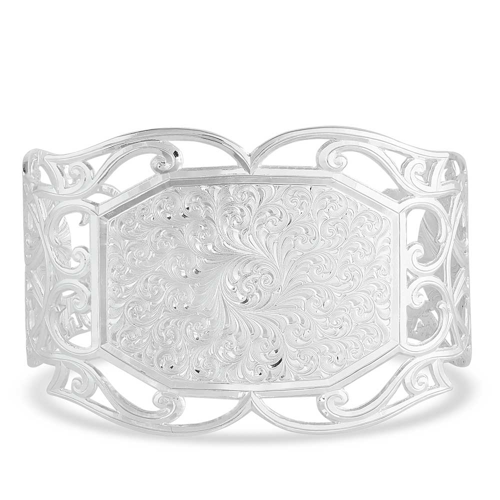 Wide open spaces Filigree cuff bracelet with barrel racer motive