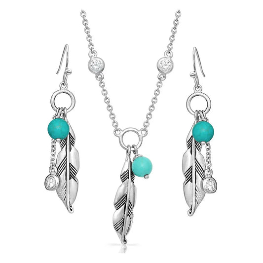 MONTANA SILVERSMITHS CHARMING FEATHER & TURQUOISE JEWELRY SET JS4827