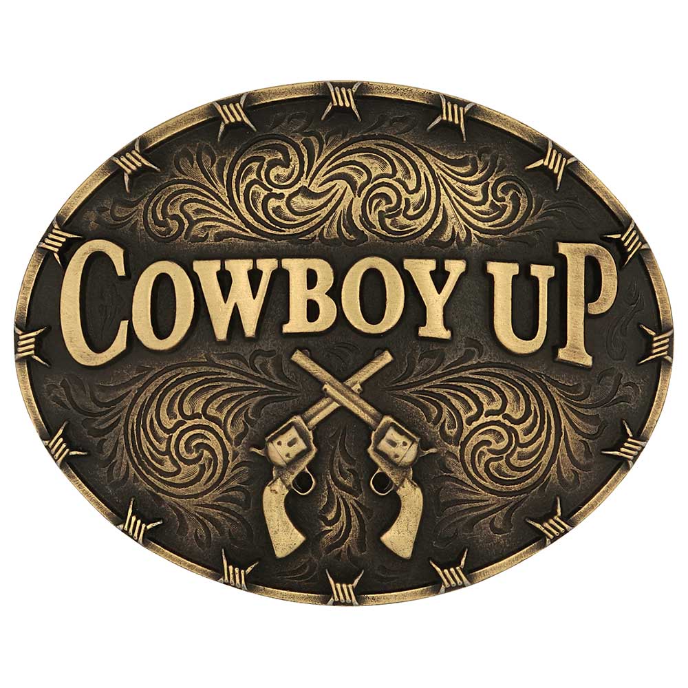 Cowboy up attitude buckle