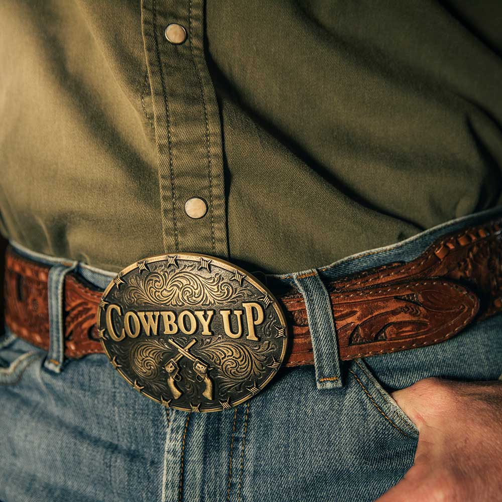 Cowboy up attitude buckle