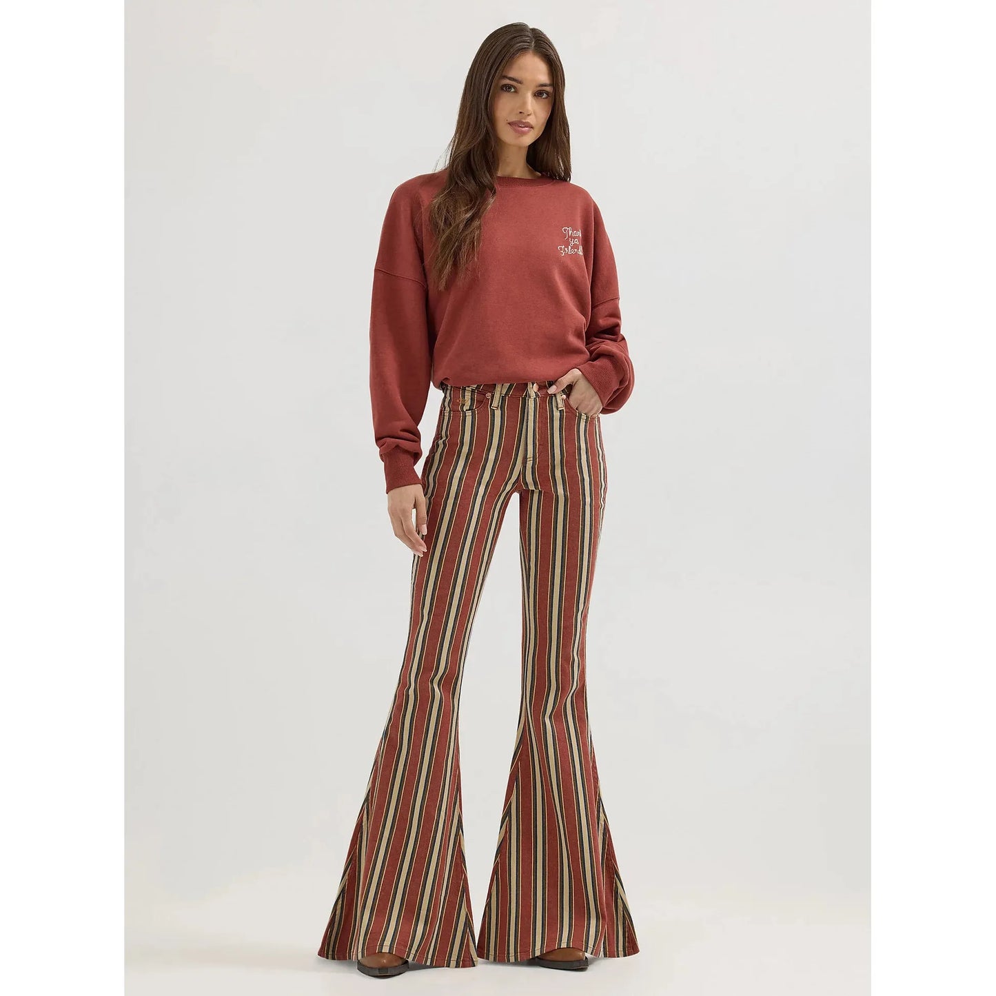 WRANGLER X LAINEY WILSON CLAY DENAY STRIPE BELL BOTTOMS