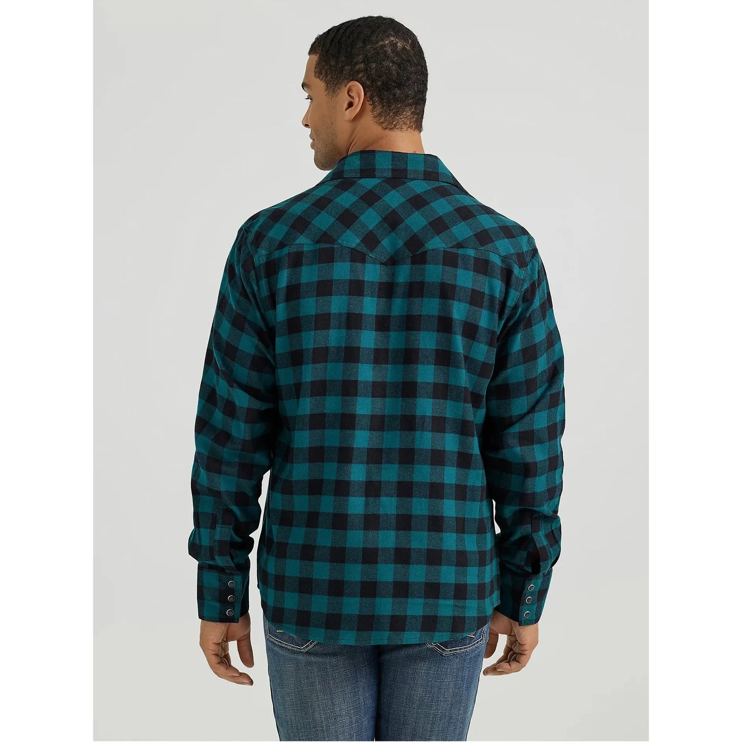 MEN'S WRANGLER RETRO® LONG SLEEVE FLANNEL WESTERN SNAP PLAID SHIRT