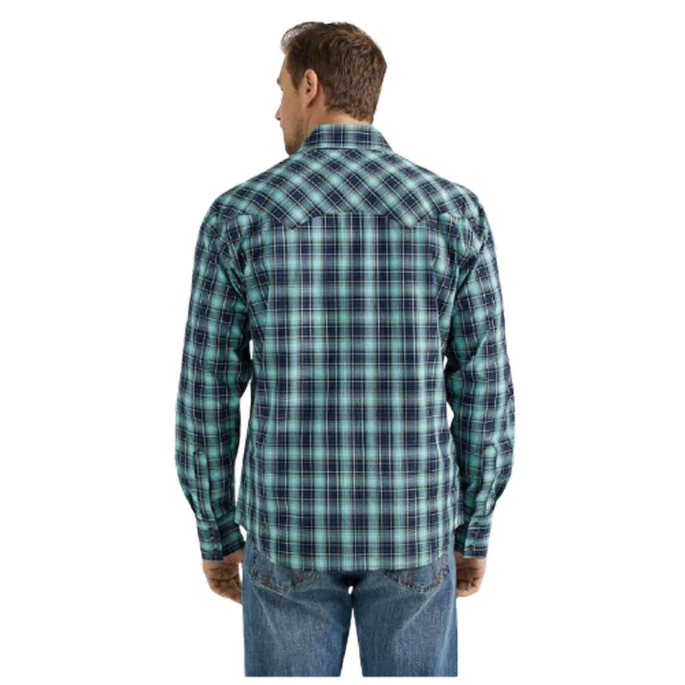 MEN'S WRANGLER RETRO® LONG SLEEVE SAWTOOTH SNAP POCKET WESTERN SHIRT Teal dream #112355374