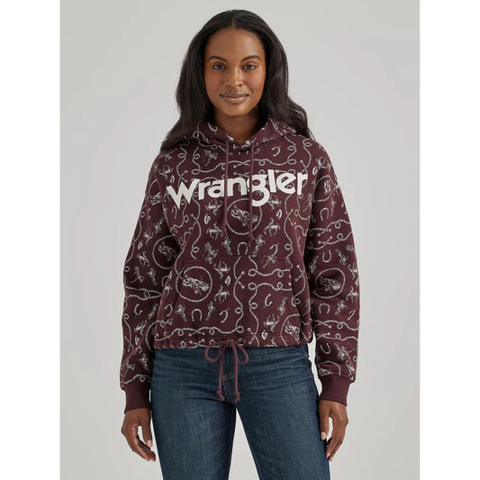 WOMEN'S WRANGLER ALLOVER WESTERN CINCHED HOODIE #112356691