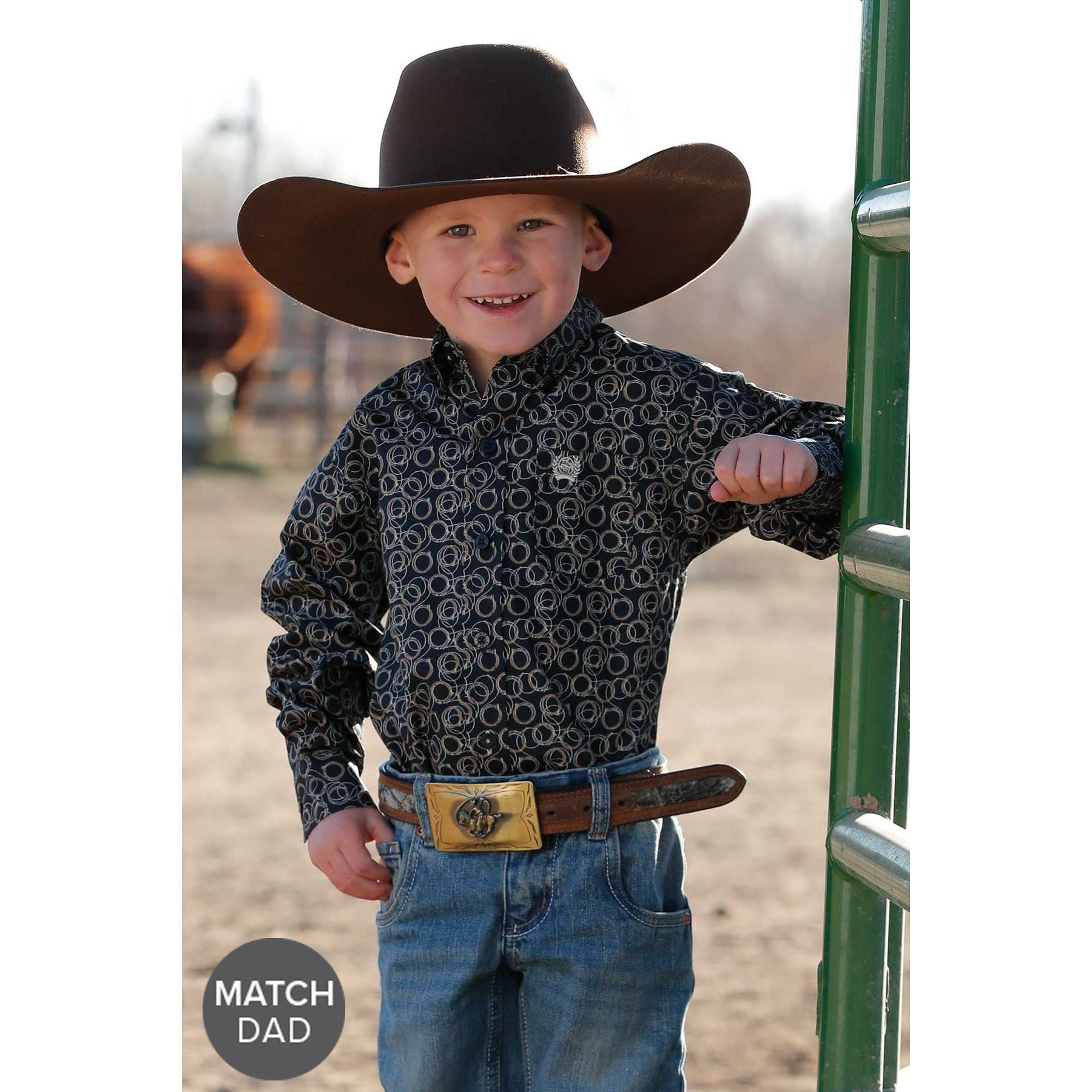 INFANT ROPE PRINT BUTTON-DOWN WESTERN SHIRT - NAVY MTW7062363