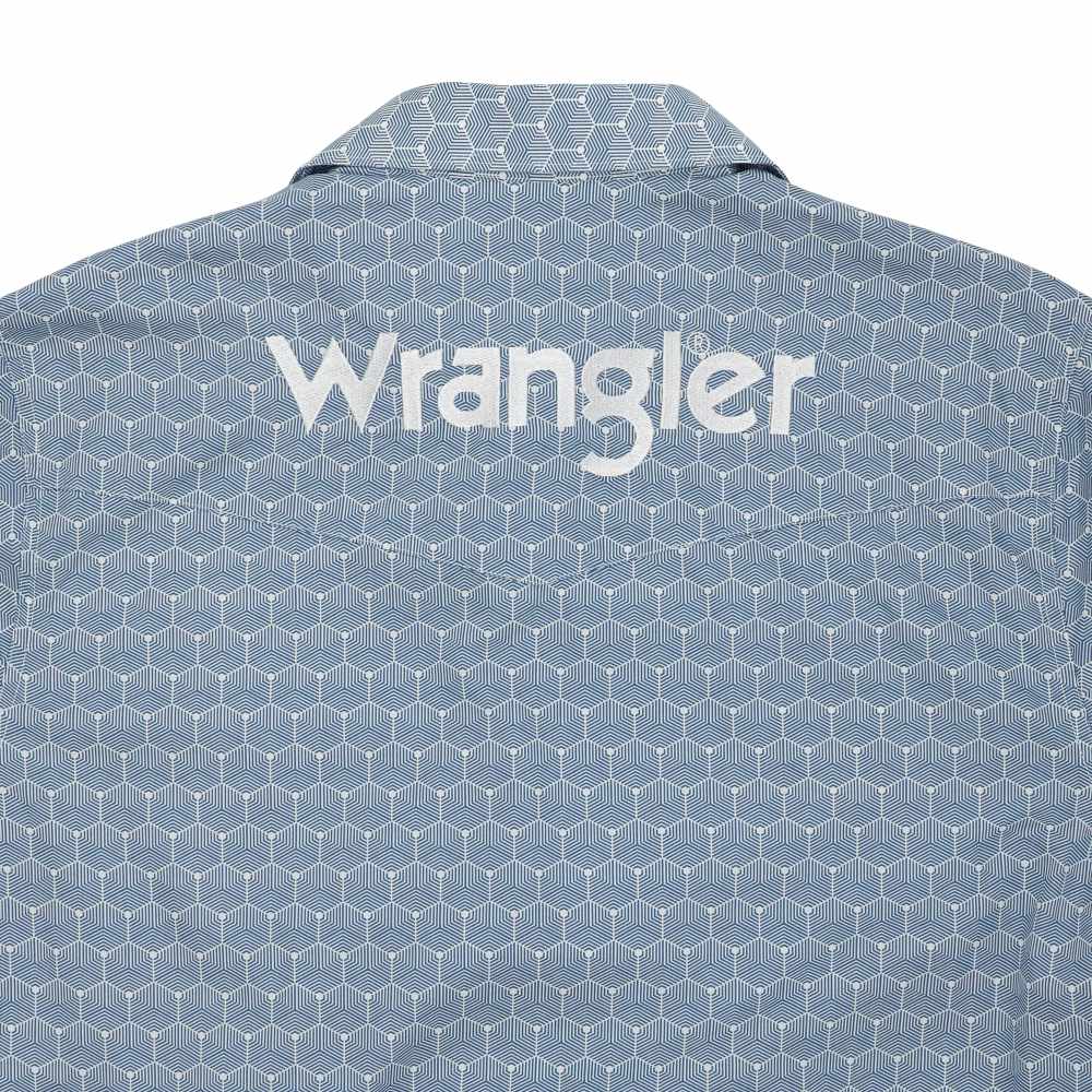 Wrangler Mens Logo Blue Shirt, Classic Fit, snap button - 112359470