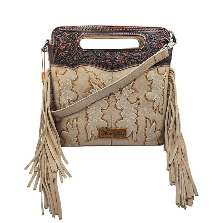 Wrangler Ladies Western Tooled Fringe Crossbody Bag WG110-G2010