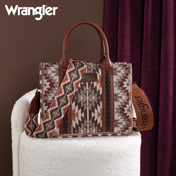 Wrangler Southwestern Pattern Dual Sided Print -Tote/Crossbody WG2213-8120S