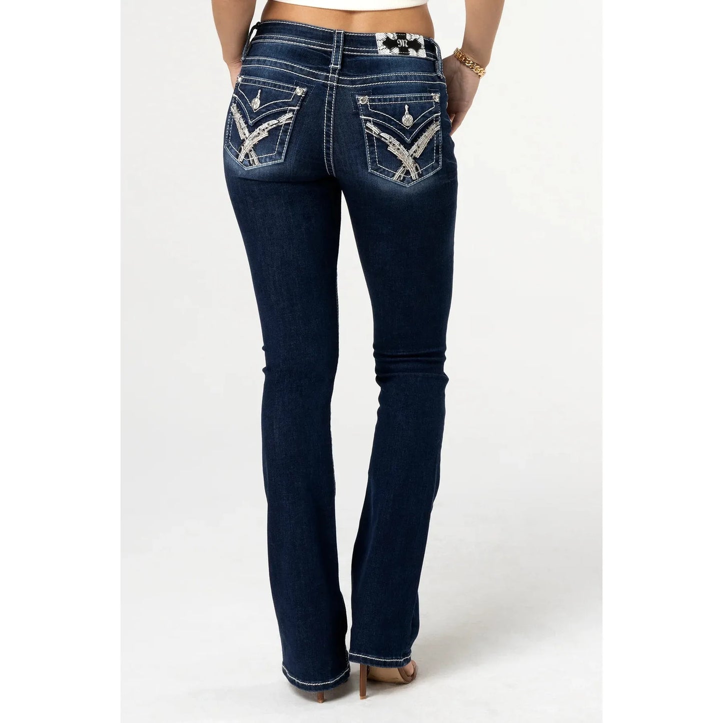 Miss Me Ladies Jeans - Mid-Rise Bootcut, Dark Blue M3444B119L