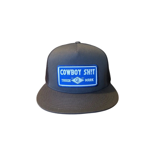 Cowboy Sh*t - Men’s Ball Cap, “THE TROCHU”, Charcoal w/ Blue Patch, Flat Brim, 255