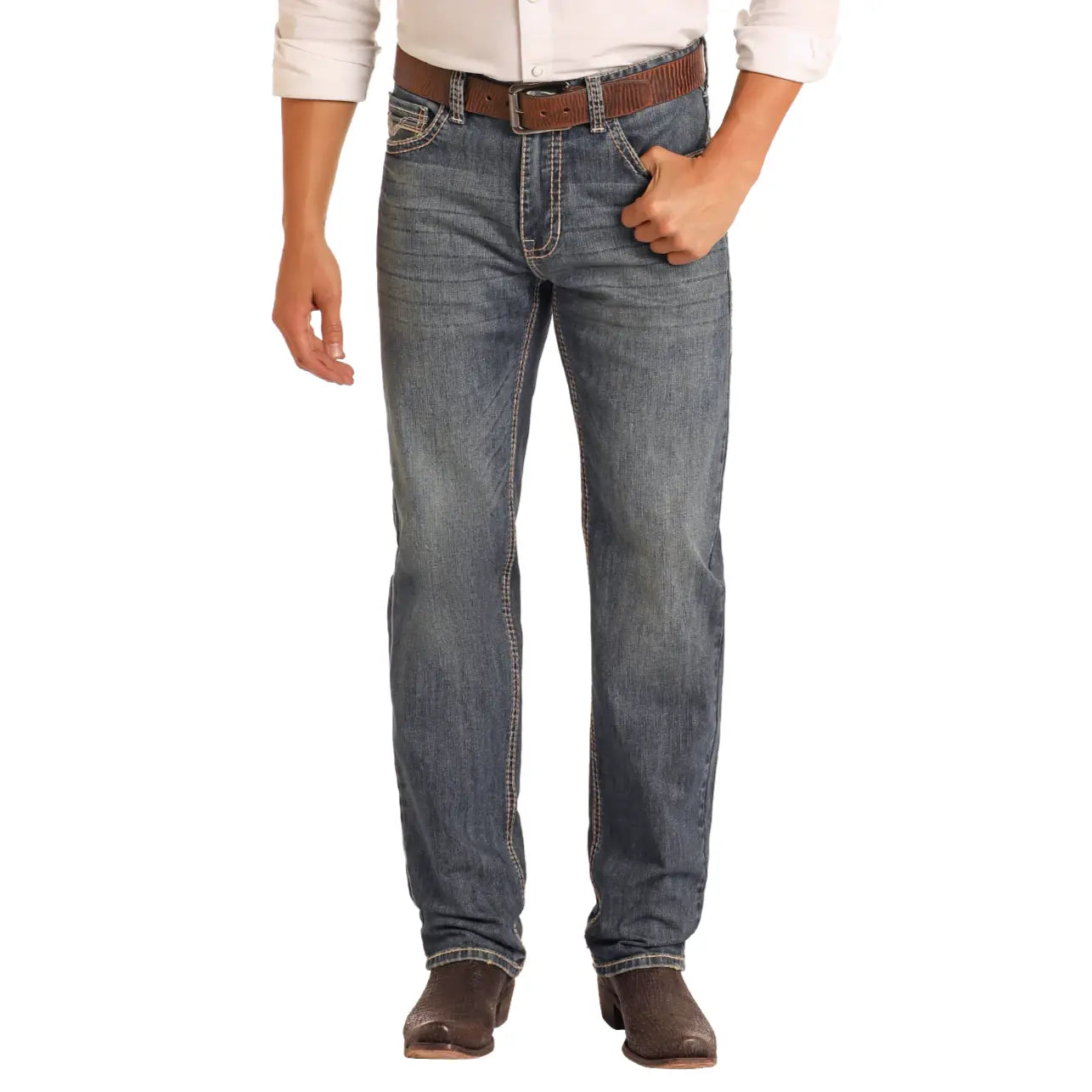 ROCK & ROLL Men’s Jean - “Cannon”, Rope Stitch, Med Vintage, Loose Fit, Bootcut BM0CD05621