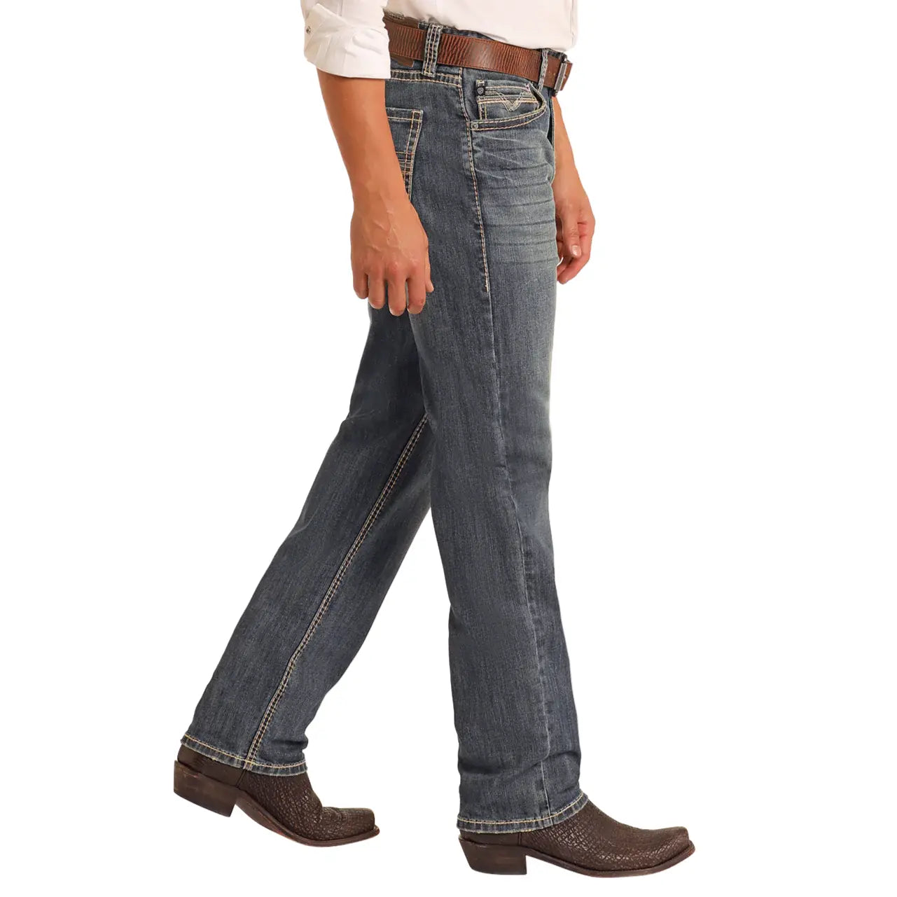 ROCK & ROLL Men’s Jean - “Cannon”, Rope Stitch, Med Vintage, Loose Fit, Bootcut BM0CD05621