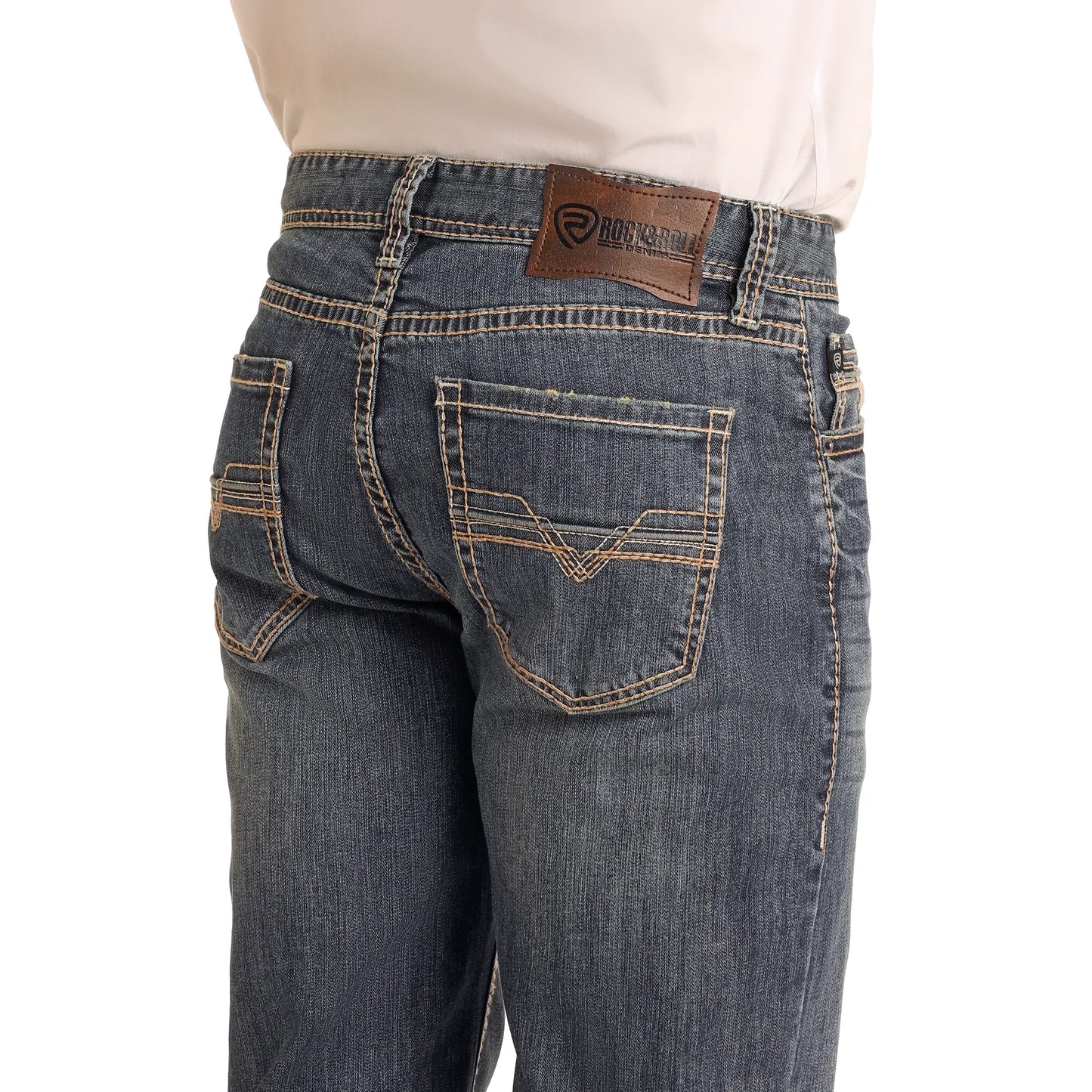 ROCK & ROLL Men’s Jean - “Cannon”, Rope Stitch, Med Vintage, Loose Fit, Bootcut BM0CD05621