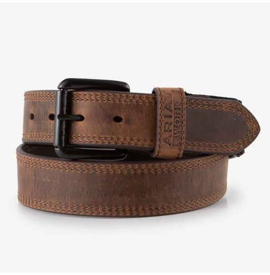 Ariat Work Men’s Leather Belt, Elastic Insert, Brown A1700602