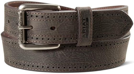 Ariat Work Men’s Leather Belt, Perferated Edge, Dark Brown A1700334