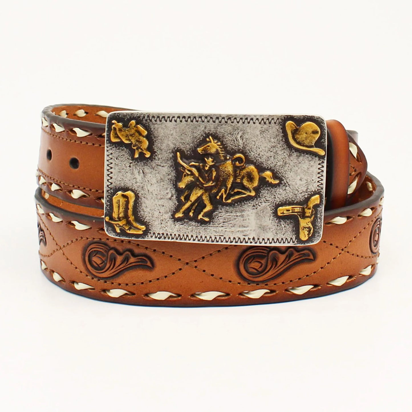 Angel Ranch - Ladies BELT, Buckstitch w/ Vintage Cowboy Buckle D140001702