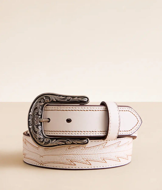 Ariat Ladies Belt, Cream Leather, Casanova, Boot-stitch A1568005