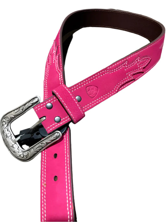 Ariat Ladies Belt, Fuchsia  Leather, Casanova, Boot-stitch A1568029
