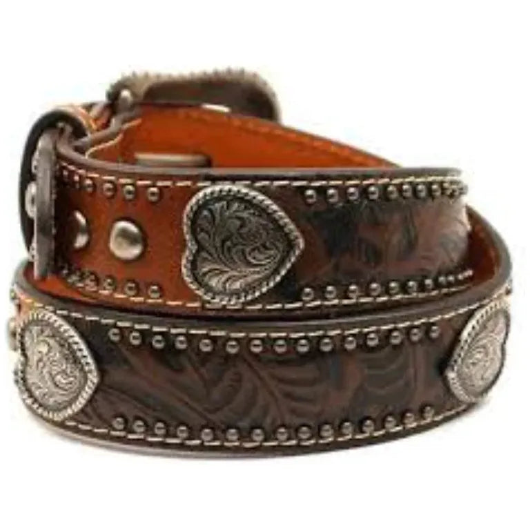 Ariat Kids Belt - Leaf Embossed, Studs, Heart Concos A1306402