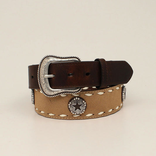 Nocona Men’s Belt, Suede w/ Whipstitch & Star Concho- N210004902