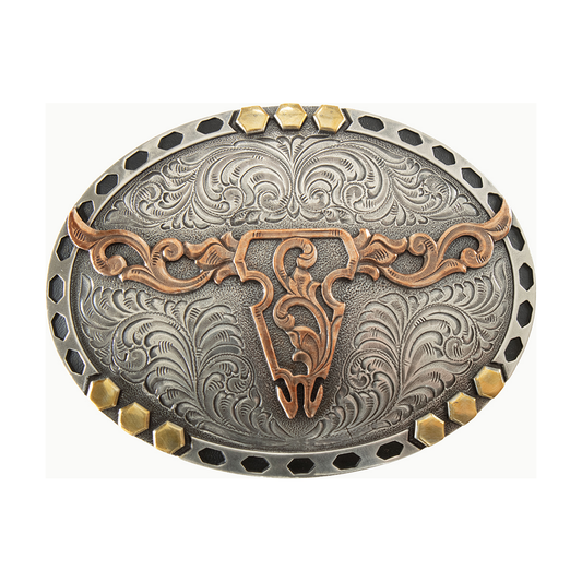 Nocona Buckle - Floral Longhorn 37949
